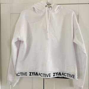 BNWT ZYIA white active band cropped hoodie size lg